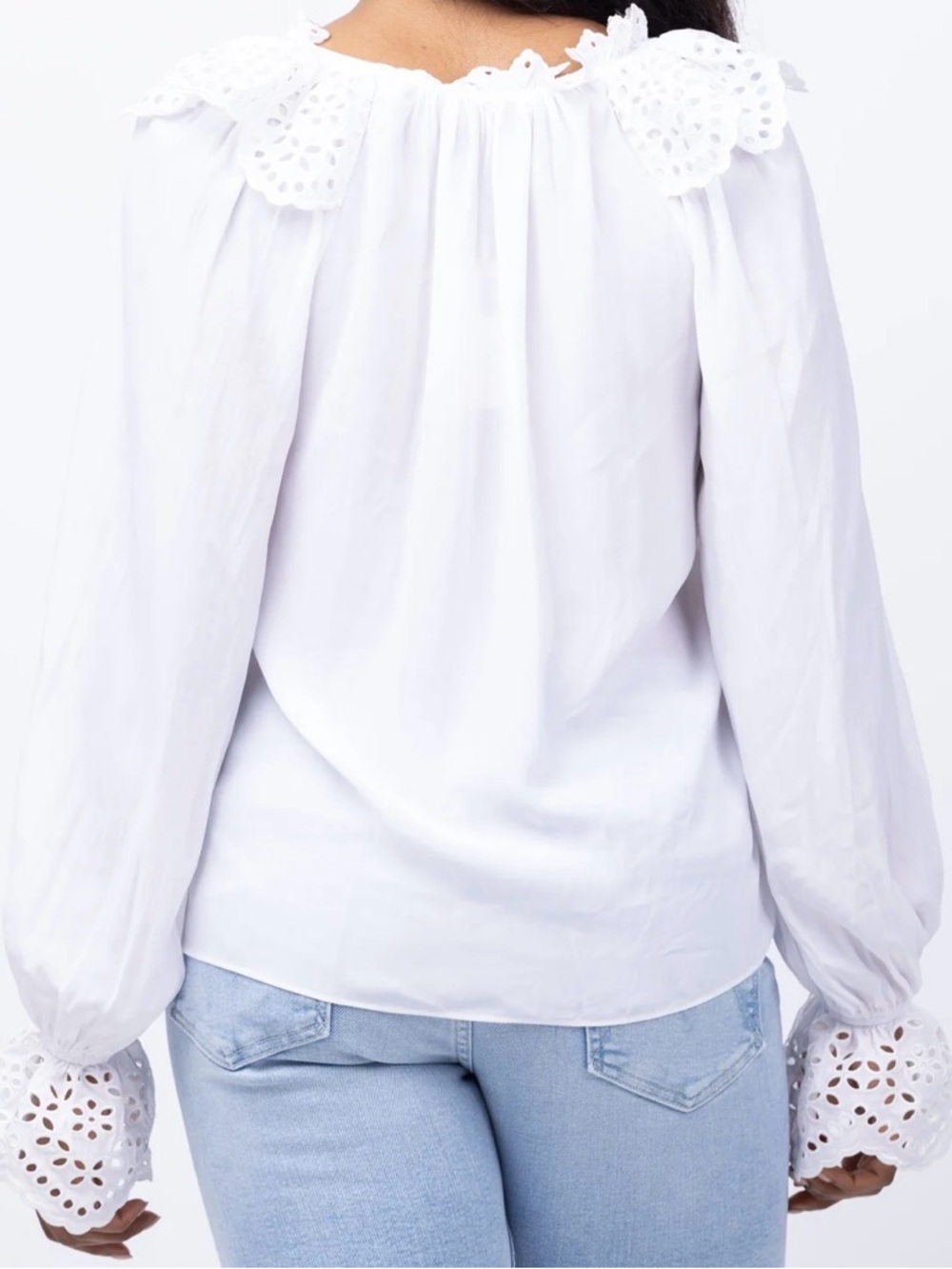 Ramy Brook Lilian Ruffle Eyelet Top White XL NWT - Picture 2 of 10